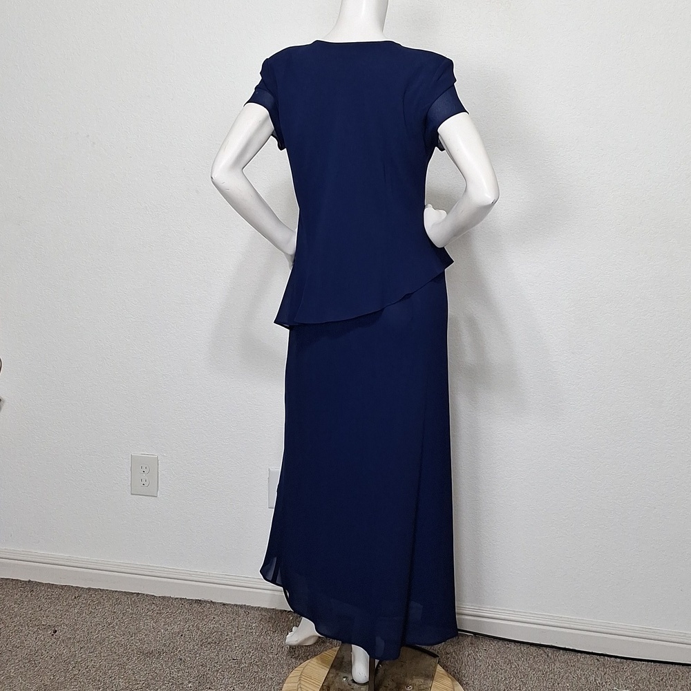 Positive Attitude Vintage Navy Blue Embroidered Beaded Fairy Maxi Dress Size 10 - Picture 7 of 12